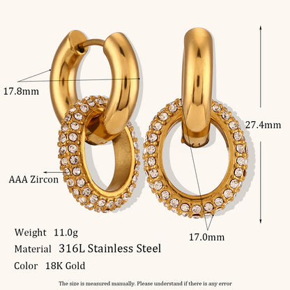Double Hoop Earrings 18K Gold Stainless Steel