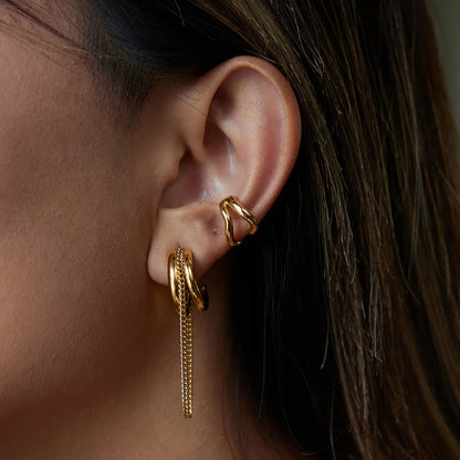 Golden Chain Hoop Earrings – 18K Gold Plated Stainless Steel Statement Earrings
