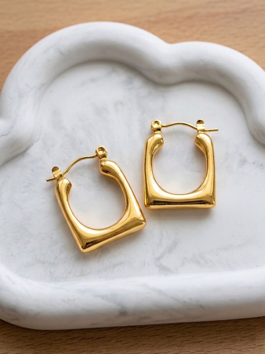 Modern U-Shape Hoop Earrings – Stainless Steel