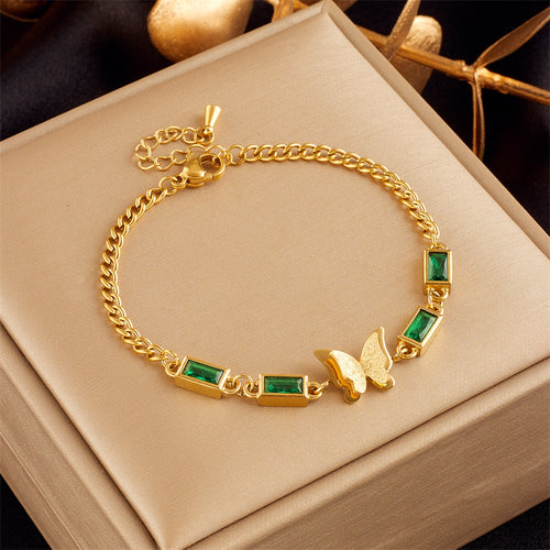 Emerald Butterfly Chain Bracelet