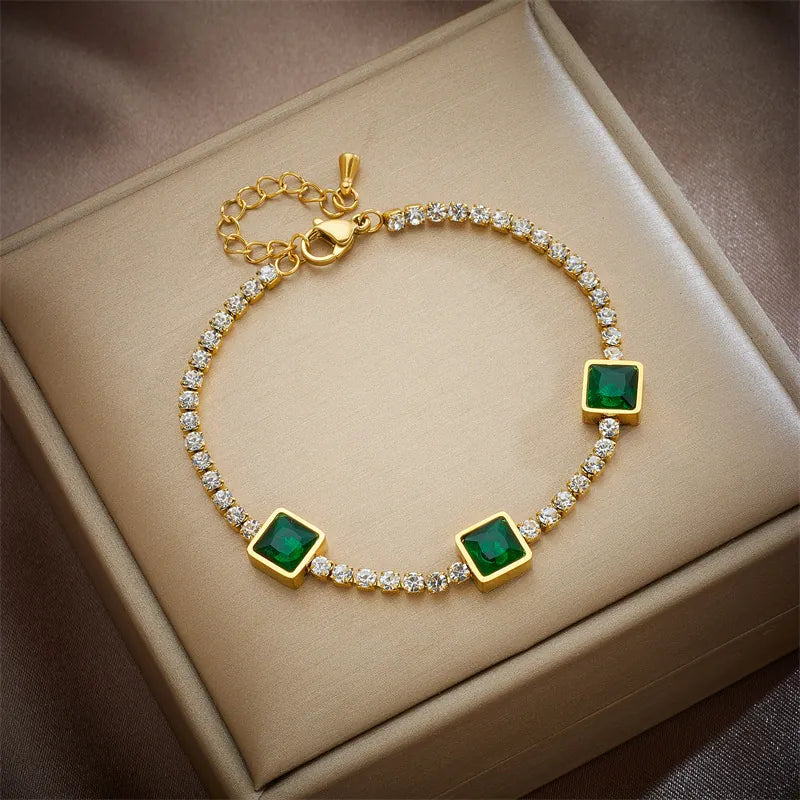 Green Tennis Bracelet