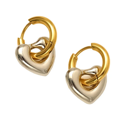Heart Earrings – 18K Gold Plated Stainless Steel Hoops