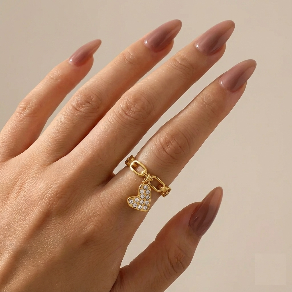 Celestial Heart Zircon Open Ring