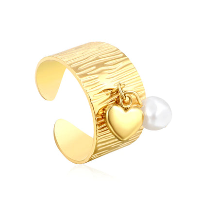 Bague ouverte Cœur Perle