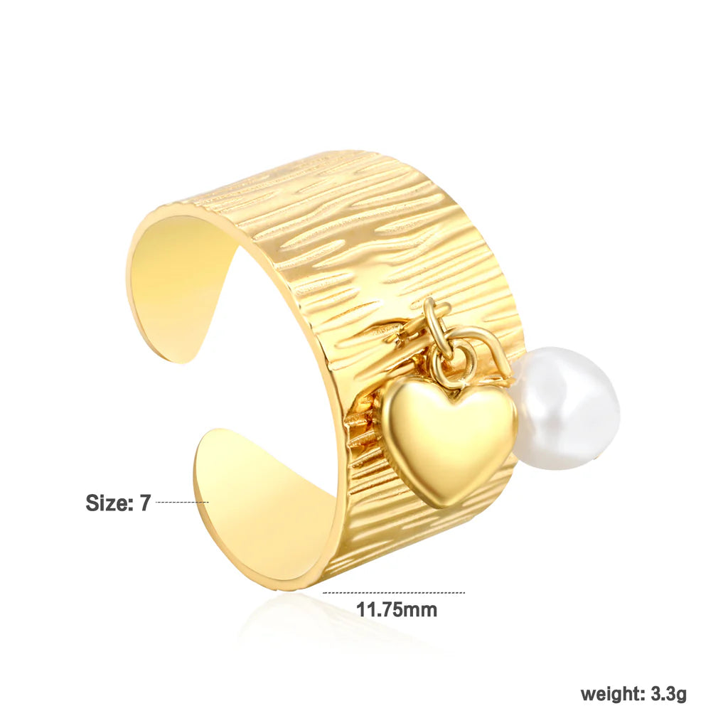 Bague ouverte Cœur Perle