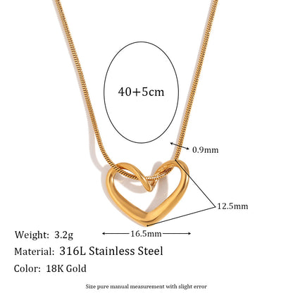 Collier pendentif Cœur doré – Acier inoxydable plaqué or 18 carats