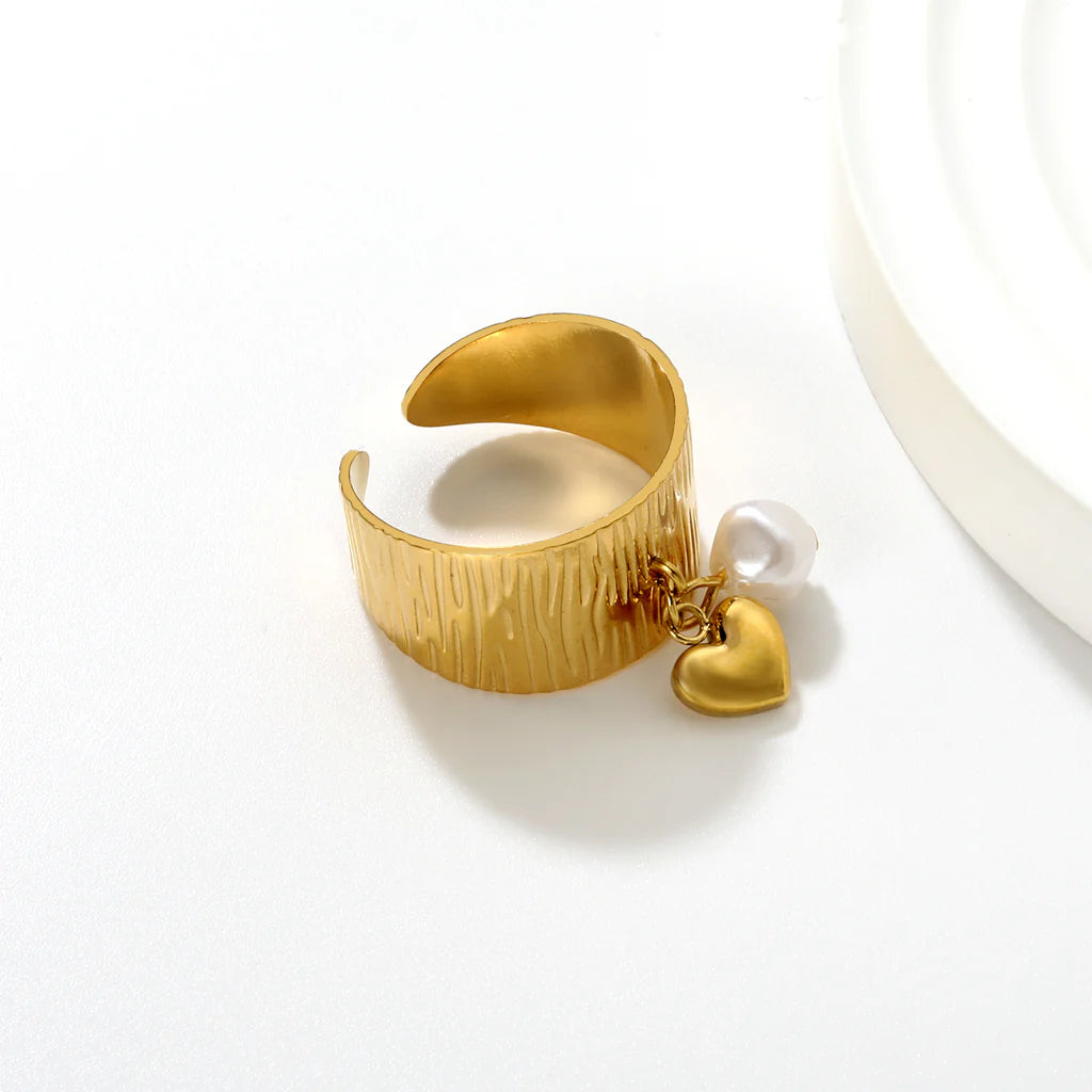 Bague ouverte Cœur Perle
