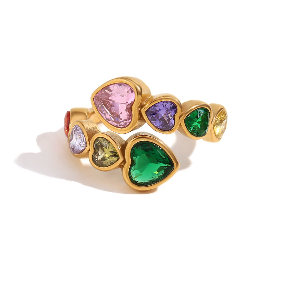Heart Gem Ring – 18K Gold Plated Stainless Steel