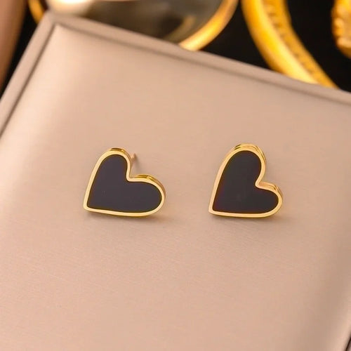 Heart-Shaped Stainless Steel Mini Stud Earrings