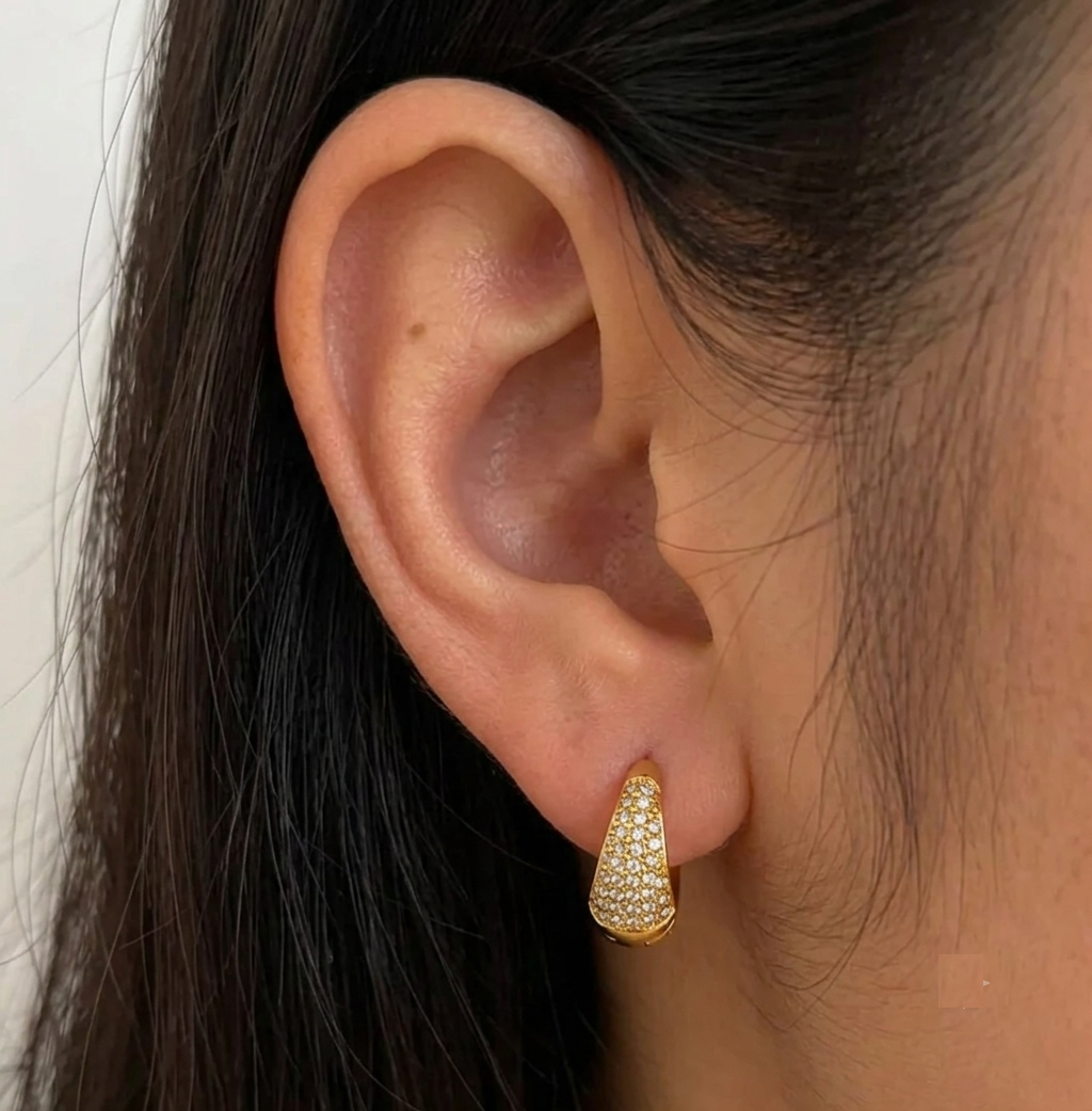 Crystal hoop Earrings – 18K Gold Plated Stainless Steel Statement Studs