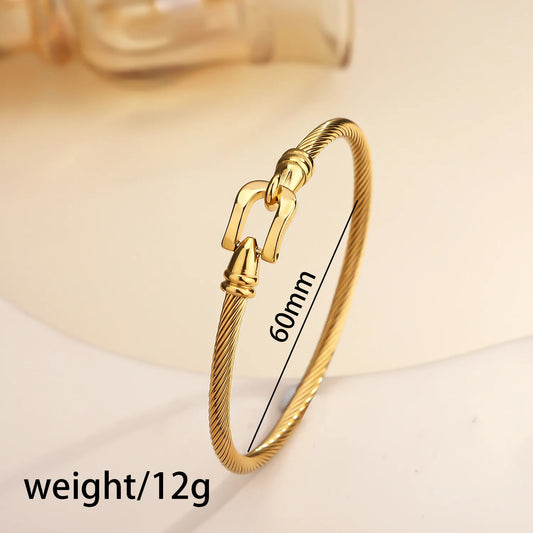 Horseshoe Bangle - 18K Gold Plated Stainless Steel