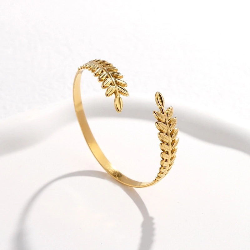 Bracelet JONC Feuille d'Or Inspiré de la Nature