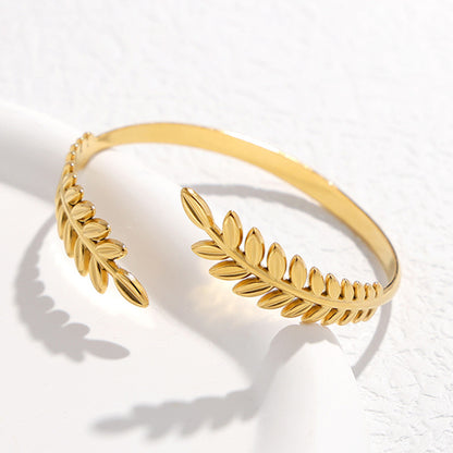 Bracelet JONC Feuille d'Or Inspiré de la Nature
