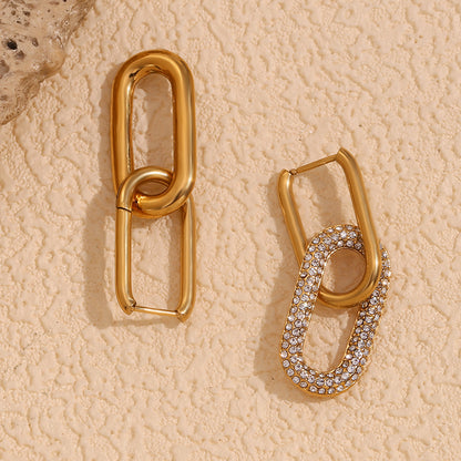 Boucles d'oreilles modernes géométriques Orbit – Acier inoxydable plaqué or 18 carats