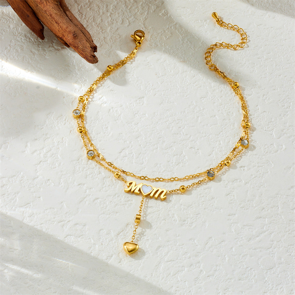 Mom Love Tassel Bracelet – 18K Gold Plated Stainless Steel Layered Bracelet
