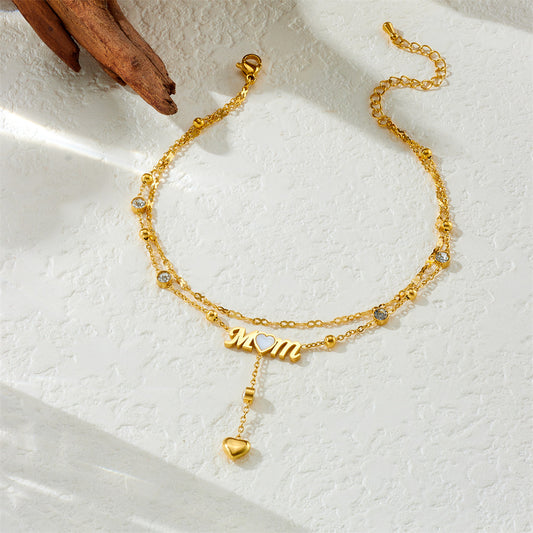 Mom Love Tassel Bracelet – 18K Gold Plated Stainless Steel Layered Bracelet