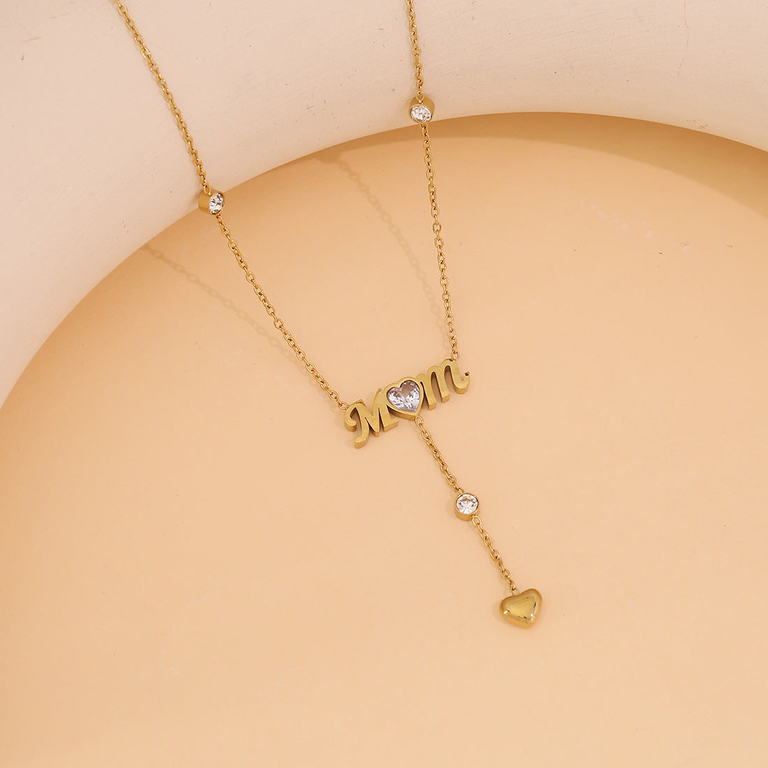 Single Layer Mom Heart Necklace – 18K Gold Plated Stainless Steel