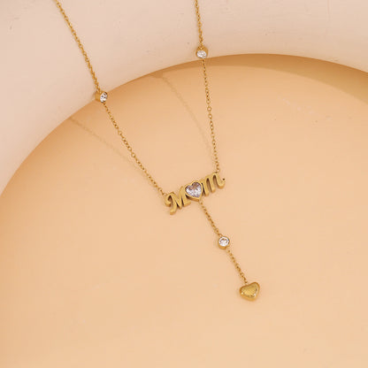 Single Layer Mom Heart Necklace – 18K Gold Plated Stainless Steel