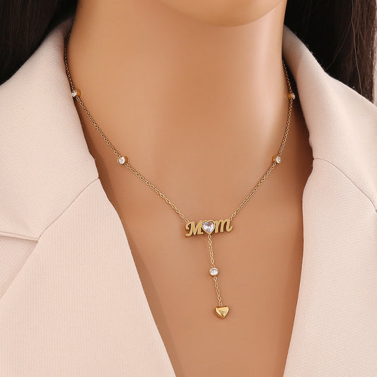 Single Layer Mom Heart Necklace – 18K Gold Plated Stainless Steel