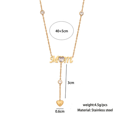Single Layer Mom Heart Necklace – 18K Gold Plated Stainless Steel