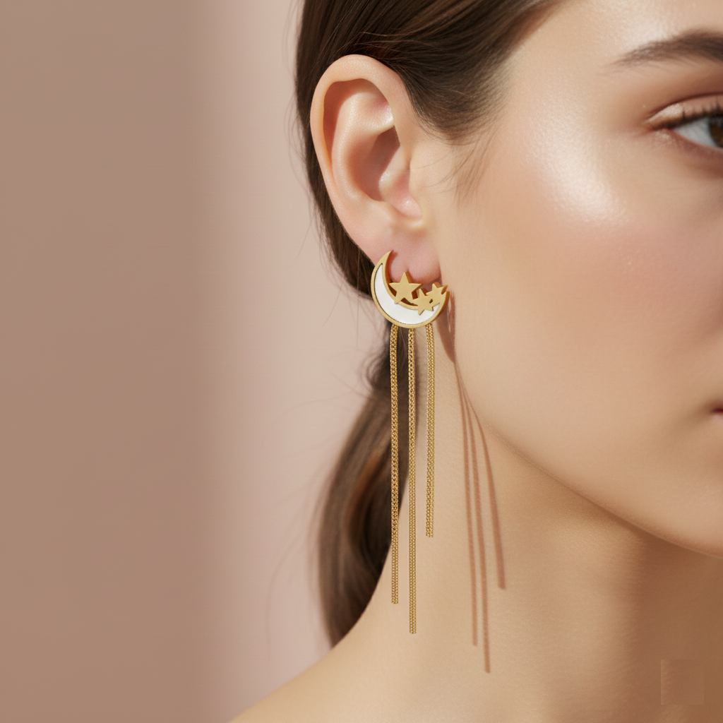 Luna Starfall Chain Drop Earrings