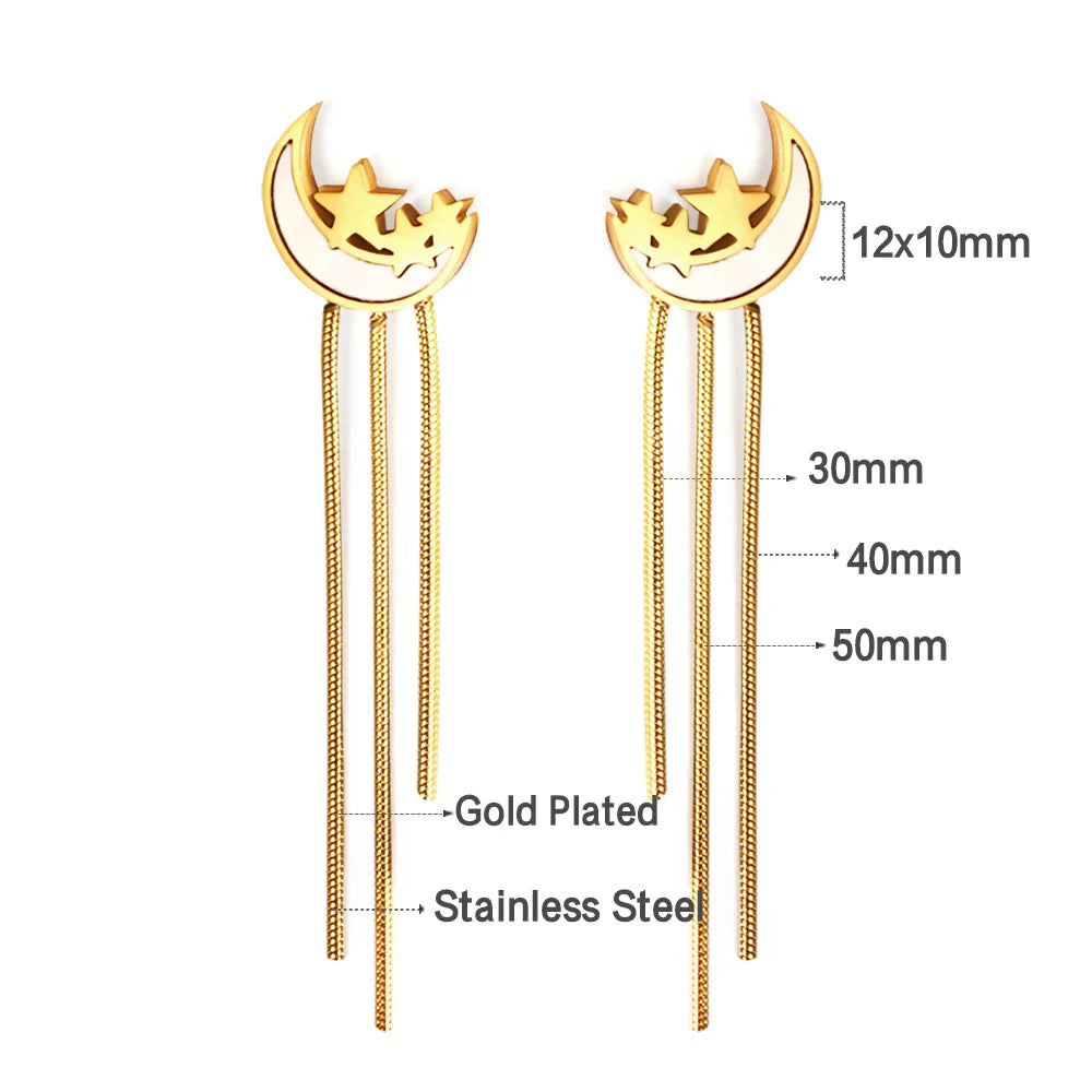 Luna Starfall Chain Drop Earrings
