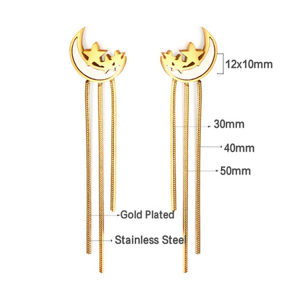 Luna Starfall Chain Drop Earrings