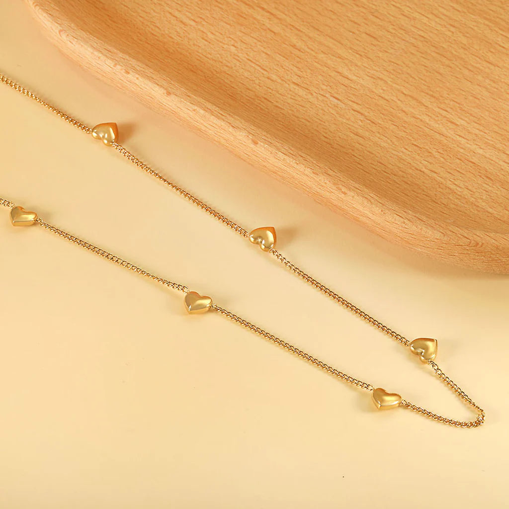 Collier Pendentif Cœur de Pêche Huit Plis