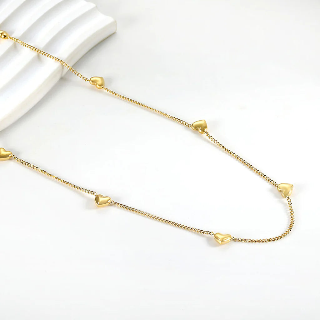 Collier Pendentif Cœur de Pêche Huit Plis