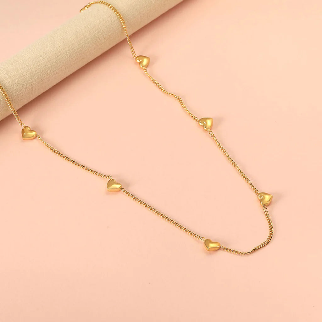 Collier Pendentif Cœur de Pêche Huit Plis