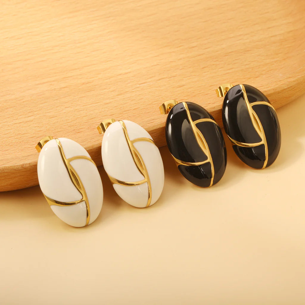 Boucles d'oreilles pendantes noir & ivoire