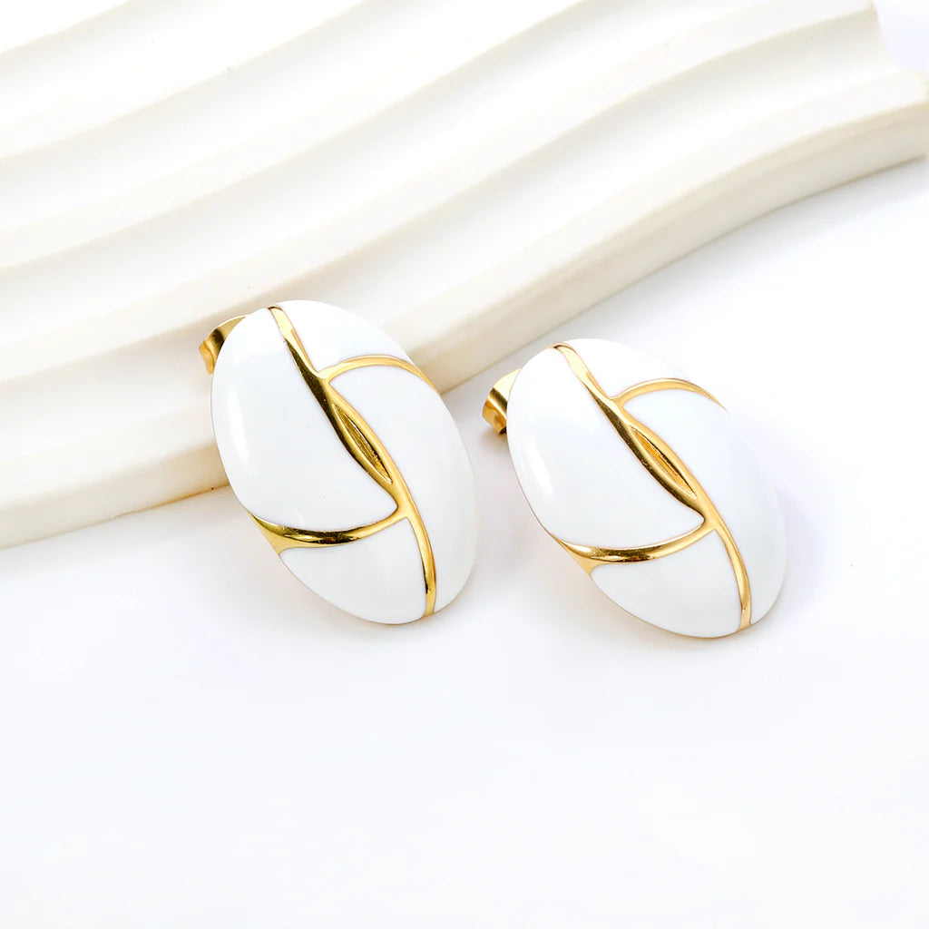 Boucles d'oreilles pendantes noir & ivoire