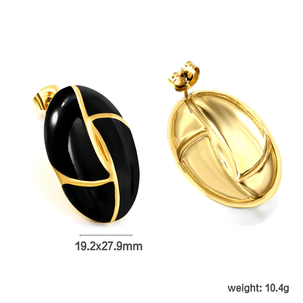 Boucles d'oreilles pendantes noir & ivoire