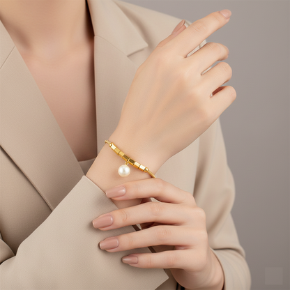 Golden Pearl Drop Bracelet