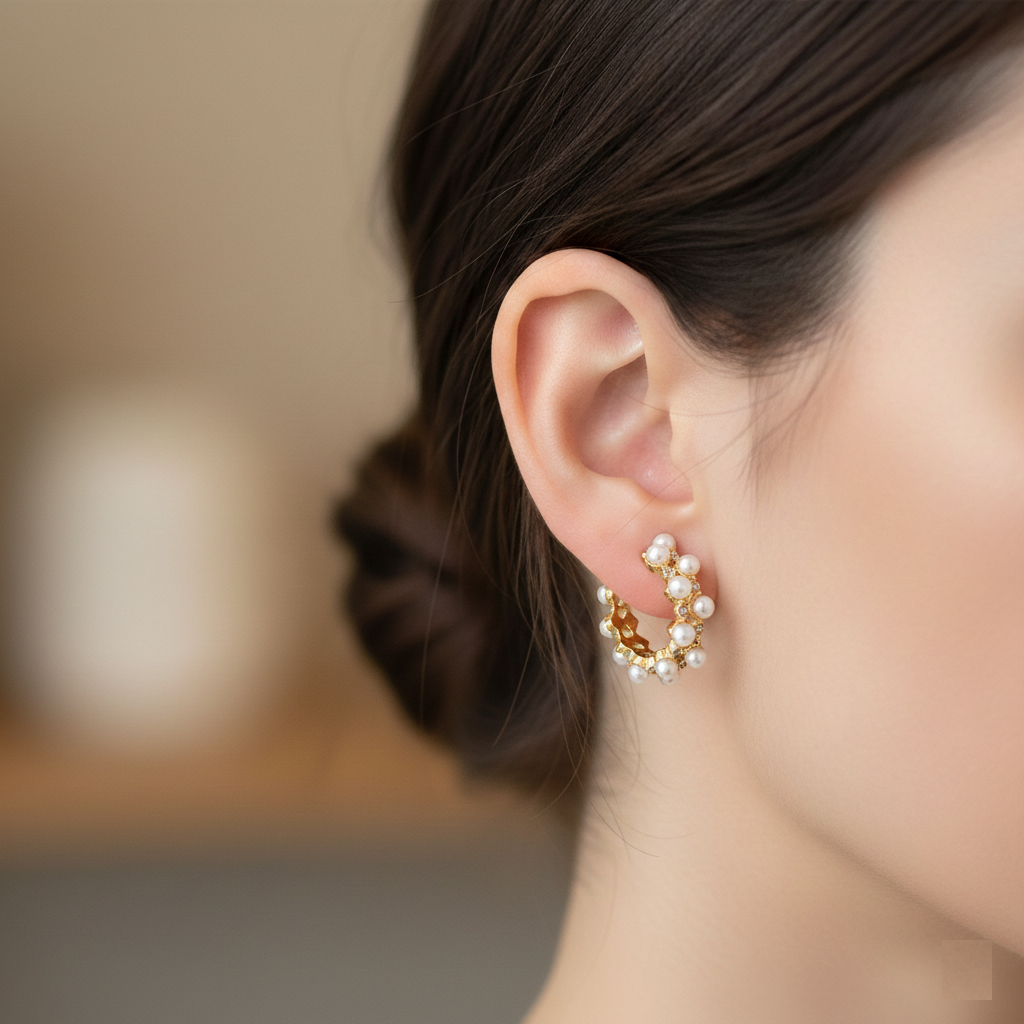 Lustrous Pearl Arc Statement Earrings