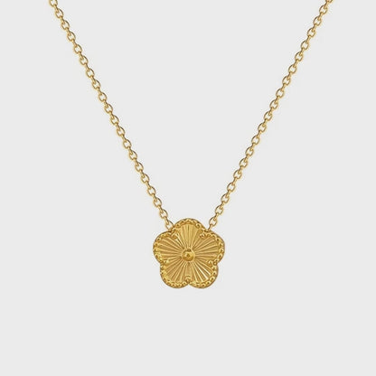 Gold five-petal clover necklace