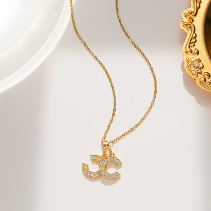 Fashion Titanium Steel Double C Pendant Necklace – Akvira Luxe