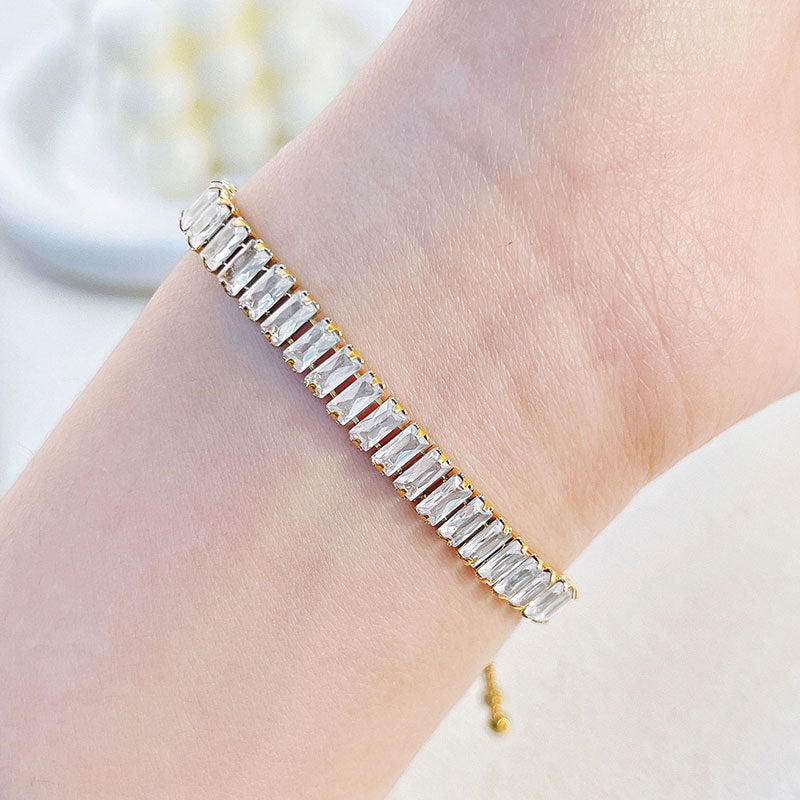 Stainless Steel Bracelet – Rose Gold Roman Numeral Zircon – Akvira Luxe