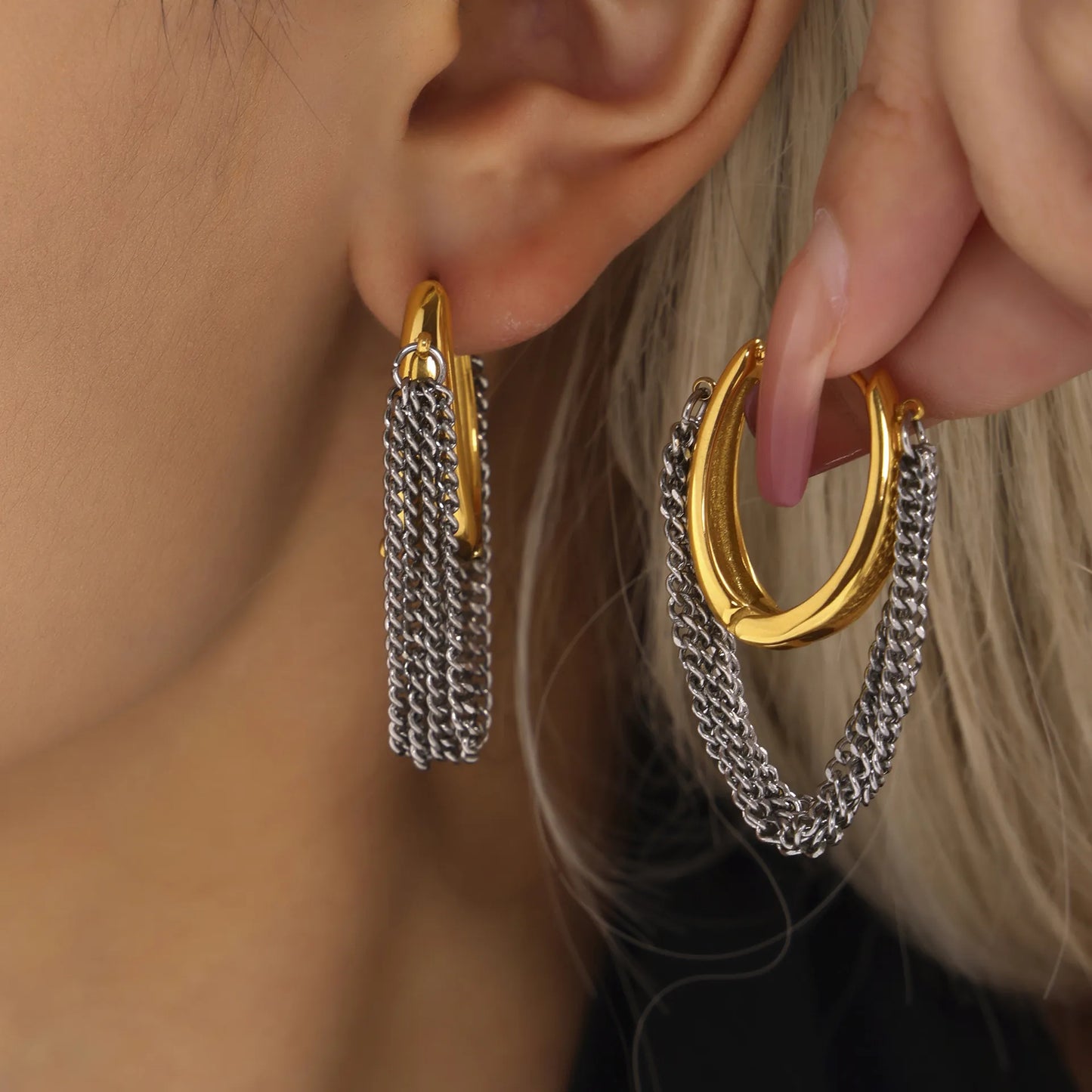 Rebel Luxe Tassel Earrings – 18K Gold Plated Stainless Steel Drop Earrings