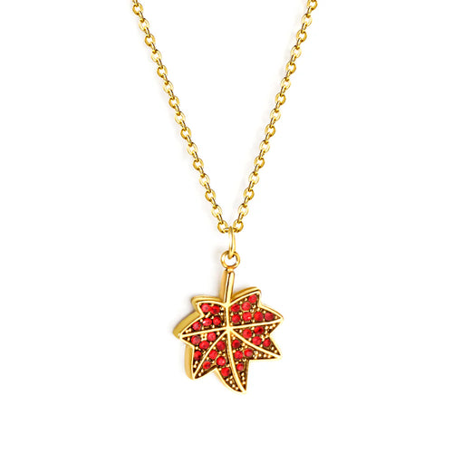 Collier pendentif en cristal Érable Cramoisi