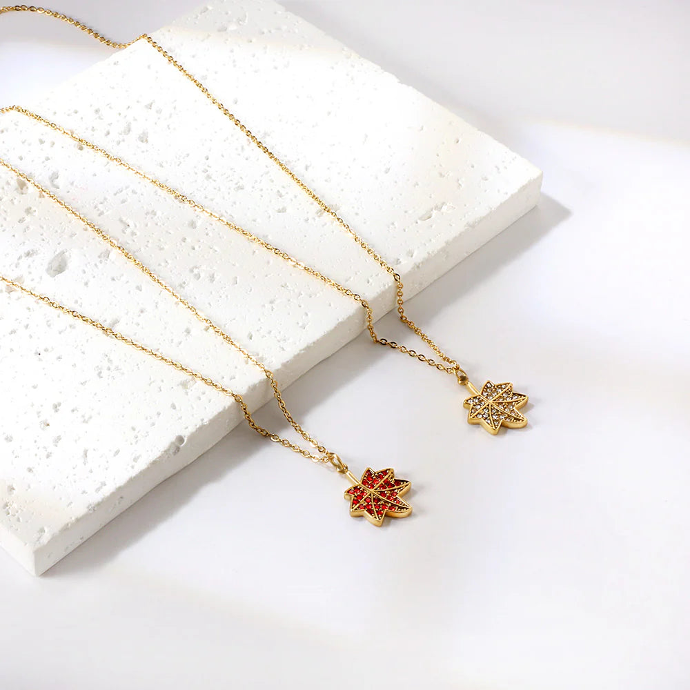 Collier pendentif en cristal Érable Cramoisi