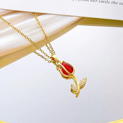 Tulip Glow Necklace – 18K Gold Plated Stainless Steel