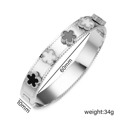 Bracelet Trèfle Lumineux – Acier Inoxydable Plaqué Or 18K