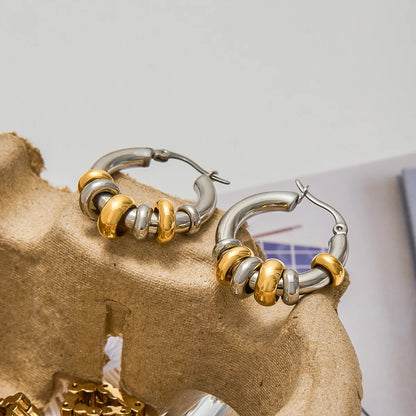 Beaded Hoop Earrings – 18K Gold Plated Stainless Steel Statement Earrings