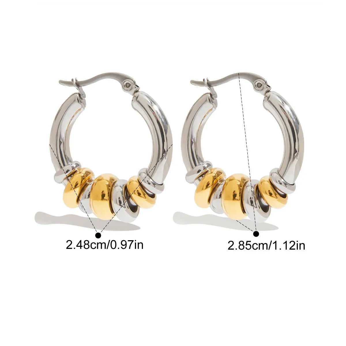 Beaded Hoop Earrings – 18K Gold Plated Stainless Steel Statement Earrings
