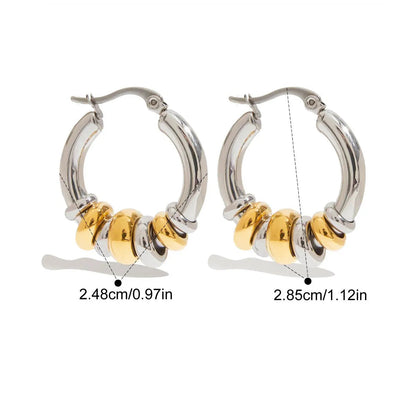 Beaded Hoop Earrings – 18K Gold Plated Stainless Steel Statement Earrings
