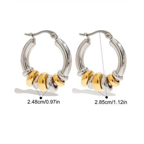 Beaded Hoop Earrings – 18K Gold Plated Stainless Steel Statement Earrings