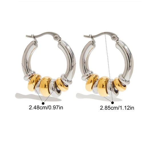 Beaded Hoop Earrings – 18K Gold Plated Stainless Steel Statement Earrings