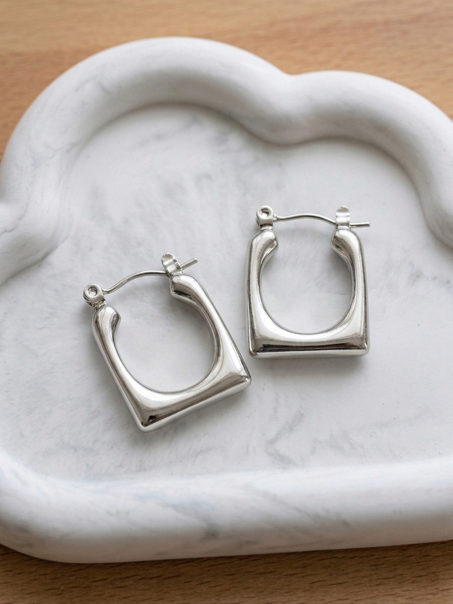 Modern U-Shape Hoop Earrings – Stainless Steel