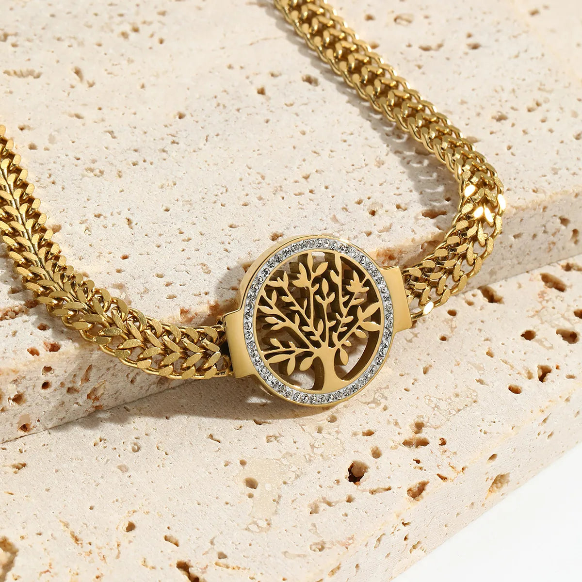 Bracelet Arbre de Vie – Acier Inoxydable Plaqué Or 18 carats